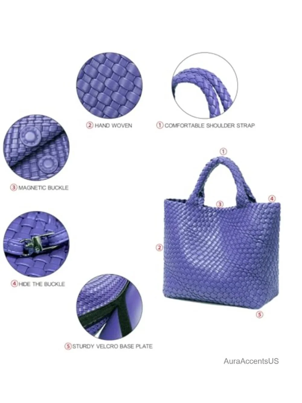 Faux Leather Woven Tote Bag Large Capacity Shoulder Handbag